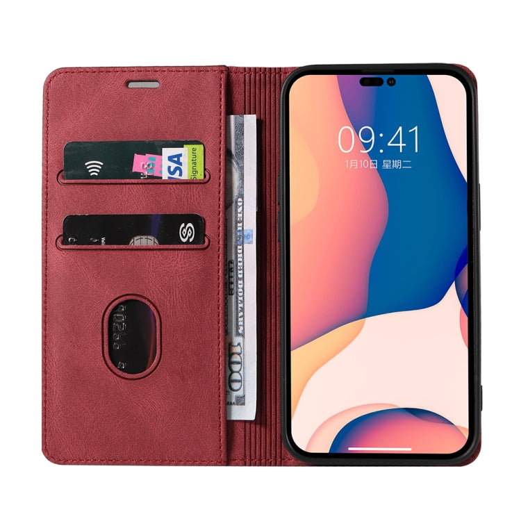 For iPhone 14 Pro Max Wristband Magnetic Leather Phone Case