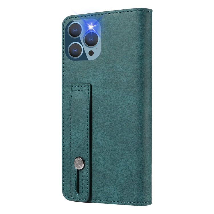 For iPhone 14 Pro Max Wristband Magnetic Leather Phone Case