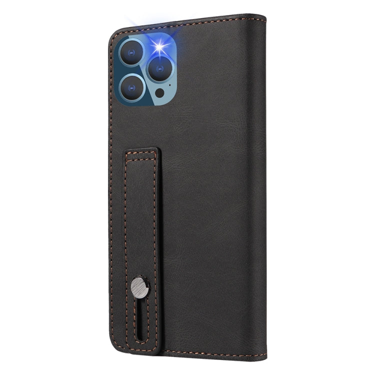 For iPhone 14 Pro Max Wristband Magnetic Leather Phone Case
