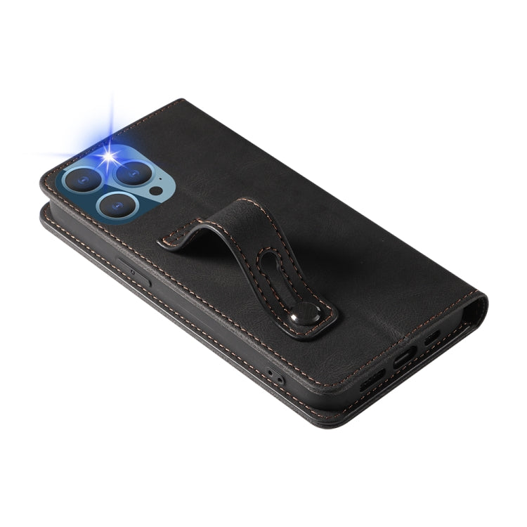 For iPhone 14 Pro Max Wristband Magnetic Leather Phone Case