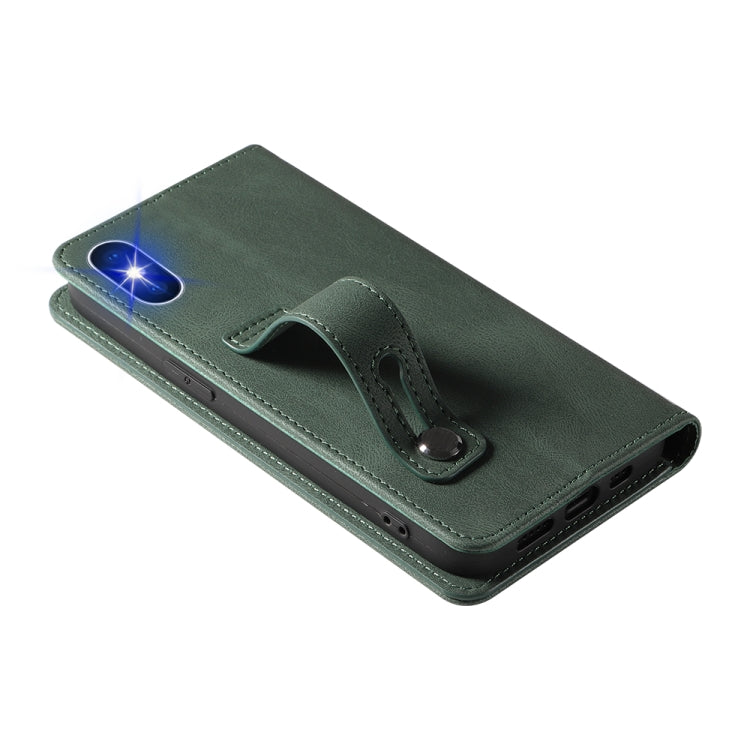 For iPhone X / XS Wristband Magnetic Leather Phone Case