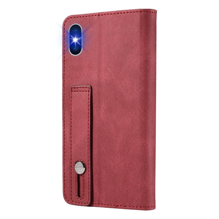 For iPhone X / XS Wristband Magnetic Leather Phone Case