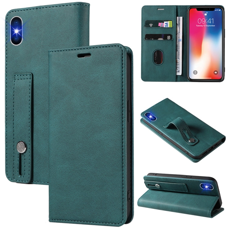 For iPhone X / XS Wristband Magnetic Leather Phone Case