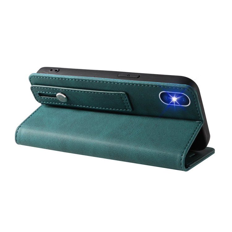 For iPhone X / XS Wristband Magnetic Leather Phone Case