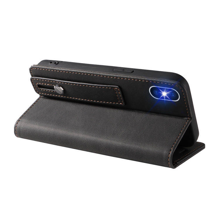 For iPhone X / XS Wristband Magnetic Leather Phone Case