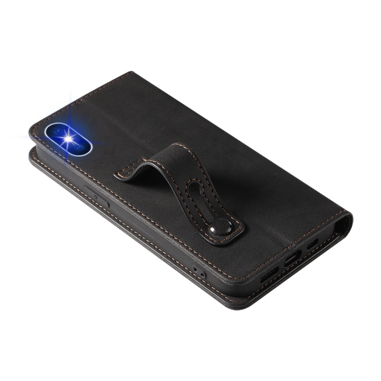 For iPhone X / XS Wristband Magnetic Leather Phone Case