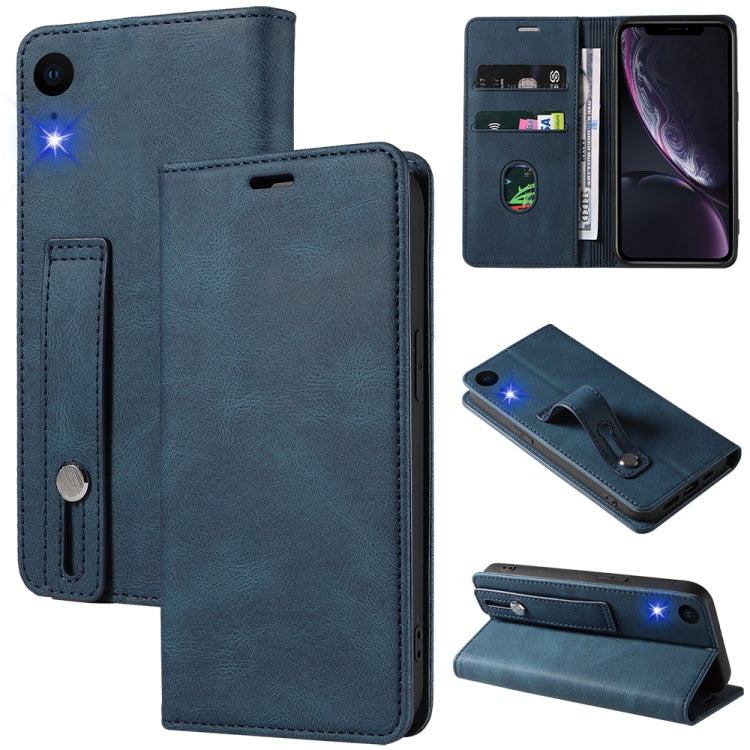 For iPhone XR Wristband Magnetic Leather Phone Case