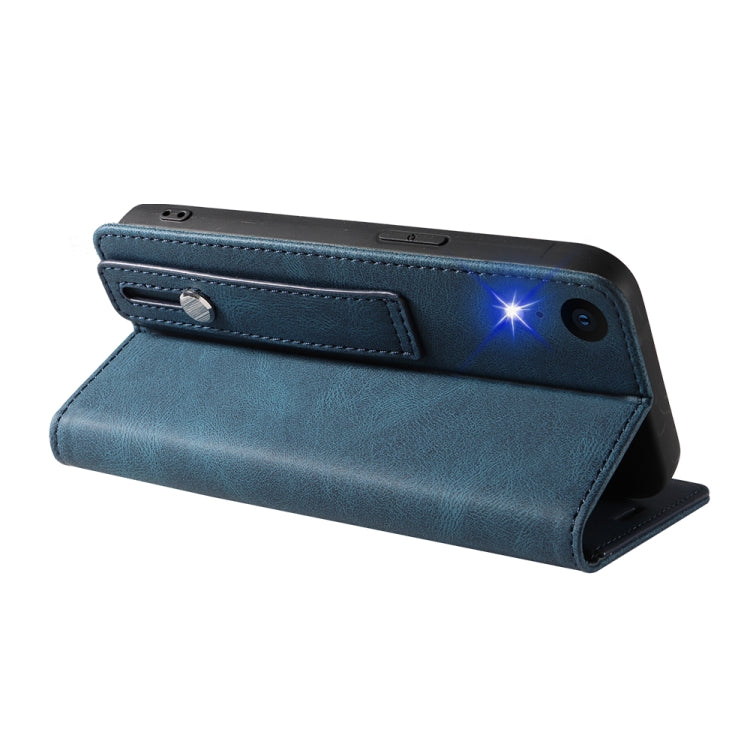 For iPhone XR Wristband Magnetic Leather Phone Case