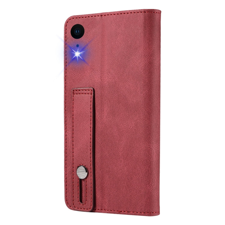 For iPhone XR Wristband Magnetic Leather Phone Case