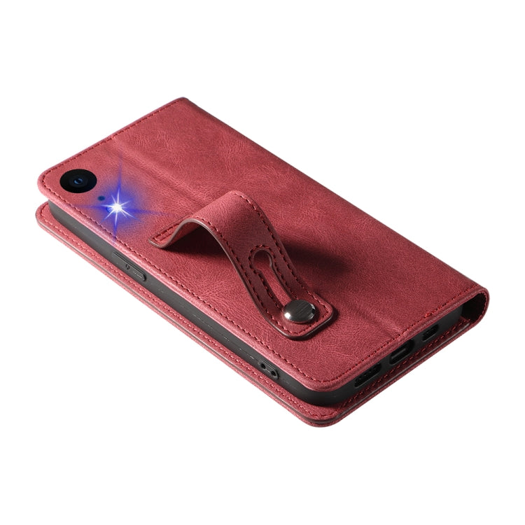 For iPhone XR Wristband Magnetic Leather Phone Case