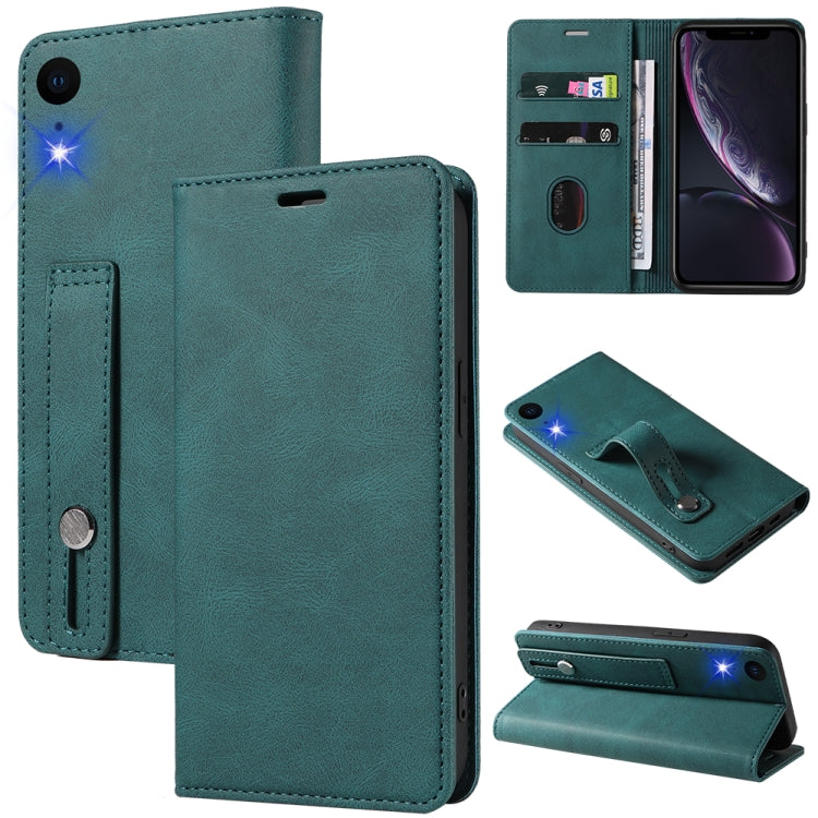 For iPhone XR Wristband Magnetic Leather Phone Case