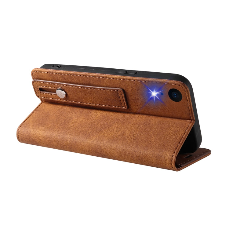 For iPhone XR Wristband Magnetic Leather Phone Case