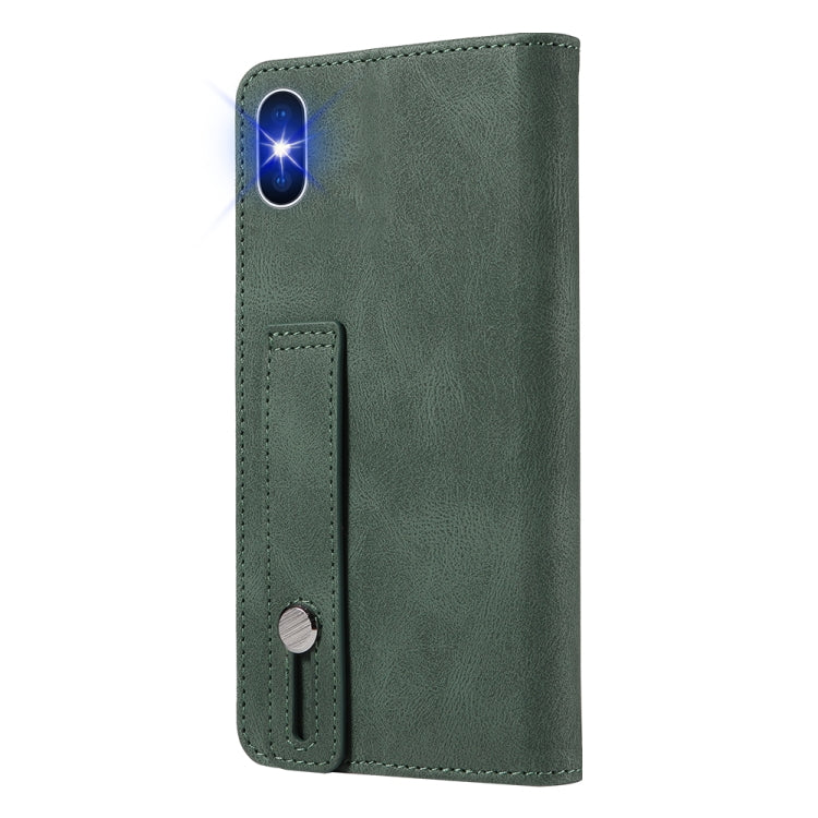 For iPhone XS Max Wristband Magnetic Leather Phone Case