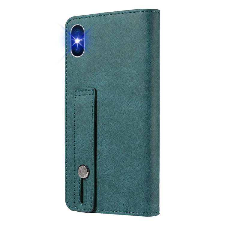 For iPhone XS Max Wristband Magnetic Leather Phone Case