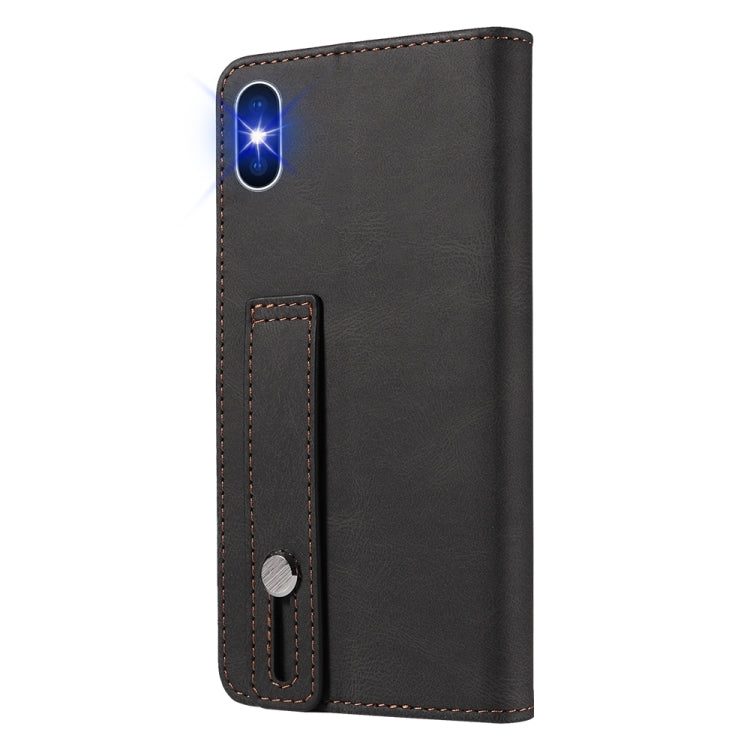 For iPhone XS Max Wristband Magnetic Leather Phone Case