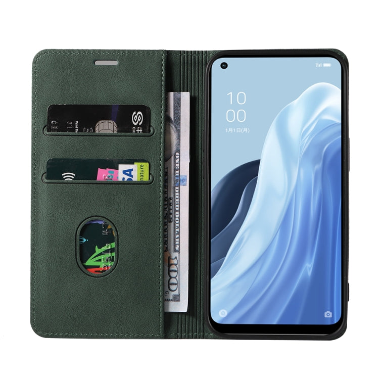 For OPPO Reno7 A Wristband Magnetic Leather Phone Case