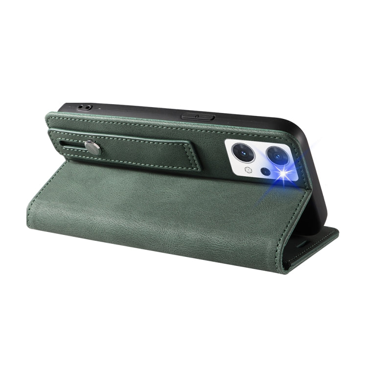 For OPPO Reno7 A Wristband Magnetic Leather Phone Case