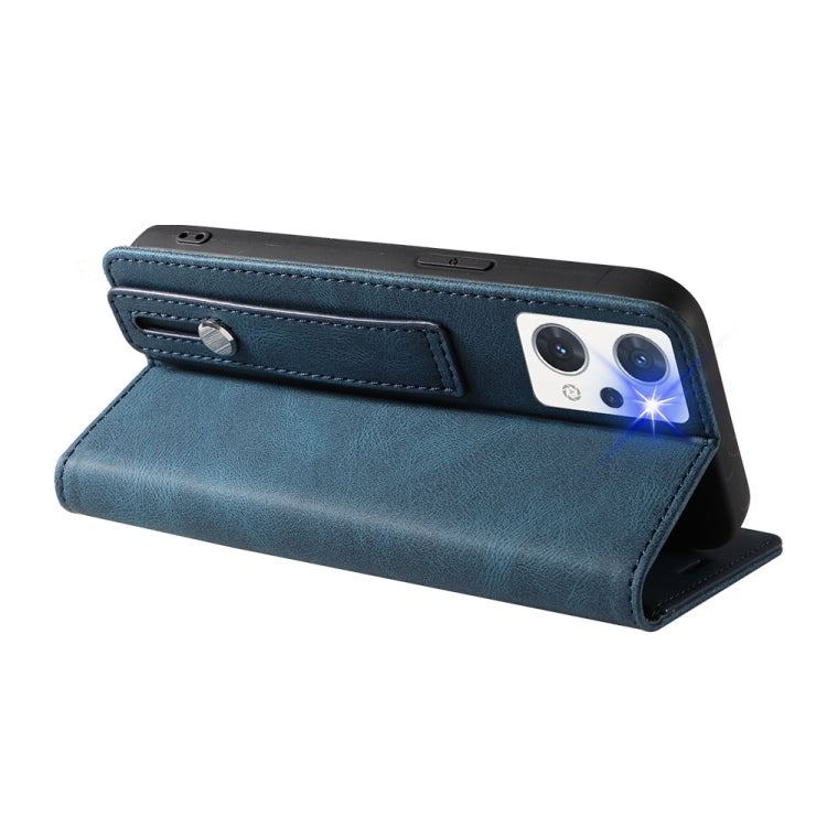 For OPPO Reno7 A Wristband Magnetic Leather Phone Case