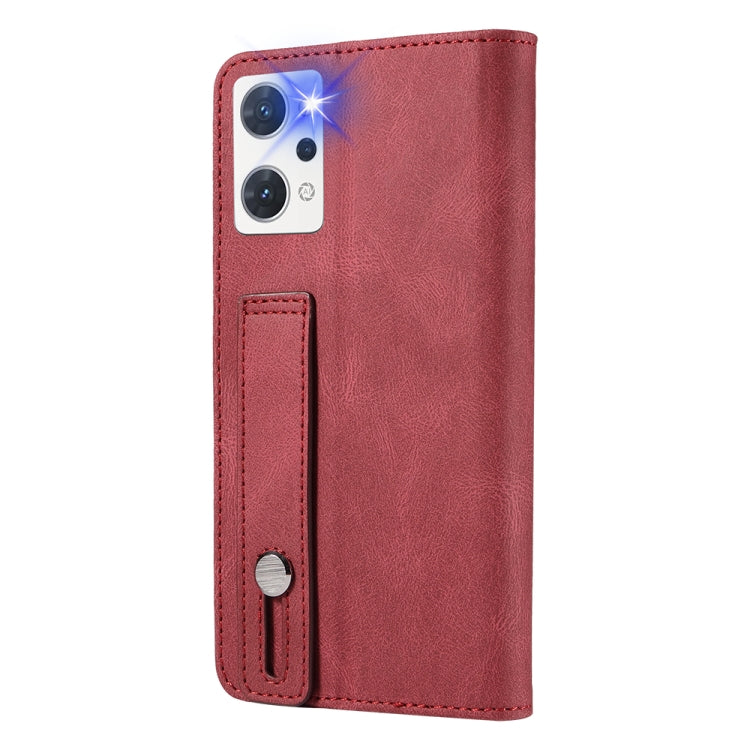 For OPPO Reno7 A Wristband Magnetic Leather Phone Case