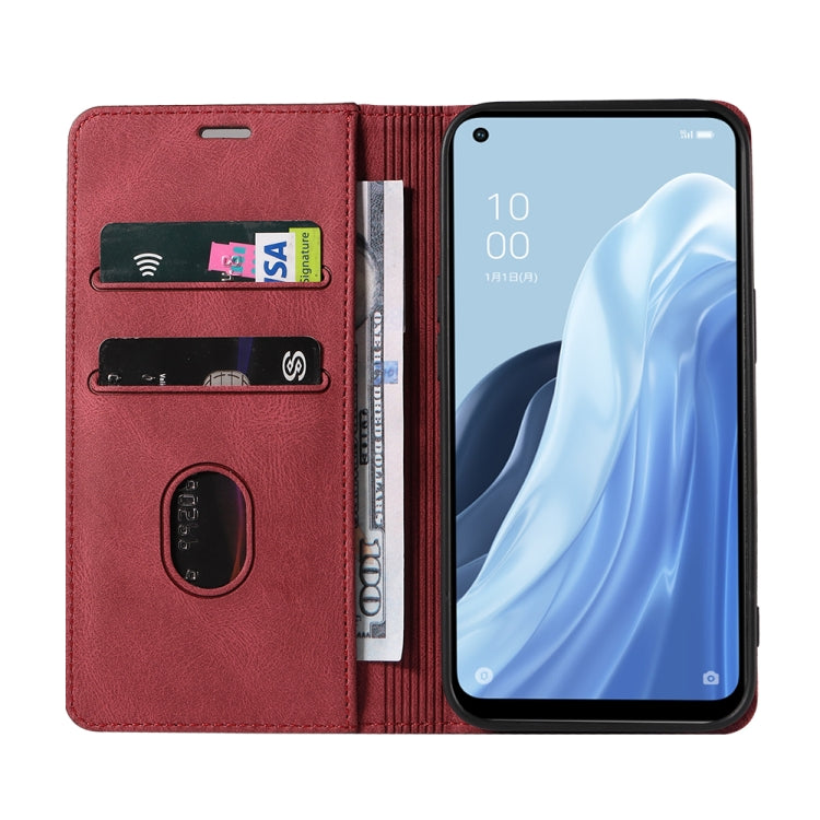 For OPPO Reno7 A Wristband Magnetic Leather Phone Case