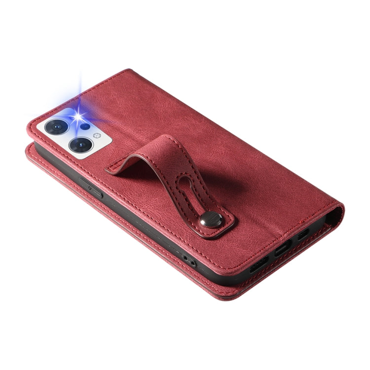 For OPPO Reno7 A Wristband Magnetic Leather Phone Case