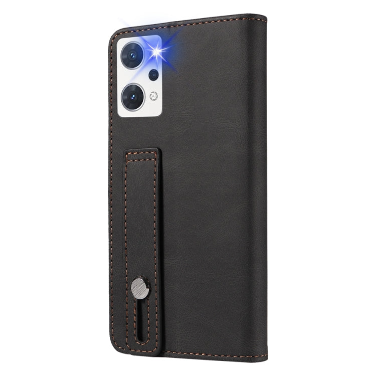 For OPPO Reno7 A Wristband Magnetic Leather Phone Case