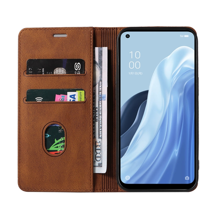 For OPPO Reno7 A Wristband Magnetic Leather Phone Case