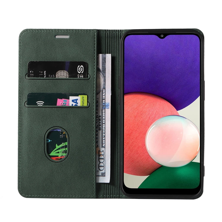 For Samsung Galaxy A22 4G Wristband Magnetic Leather Phone Case
