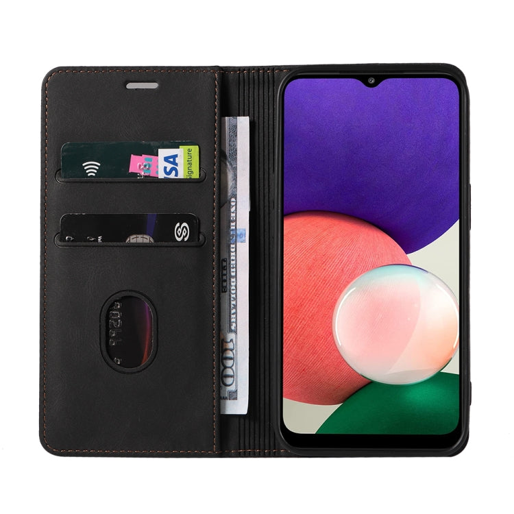 For Samsung Galaxy A22 4G Wristband Magnetic Leather Phone Case