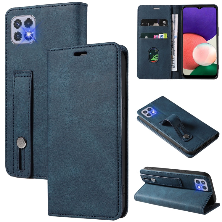 For Samsung Galaxy A22 5G Wristband Magnetic Leather Phone Case