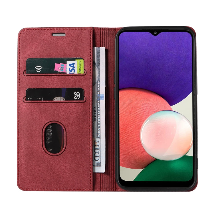 For Samsung Galaxy A22 5G Wristband Magnetic Leather Phone Case