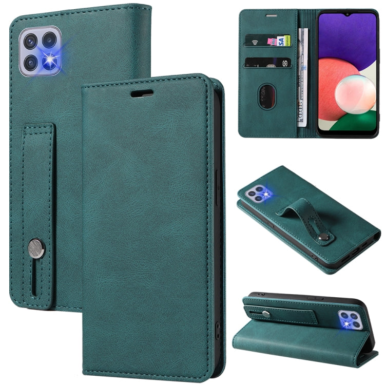 For Samsung Galaxy A22 5G Wristband Magnetic Leather Phone Case