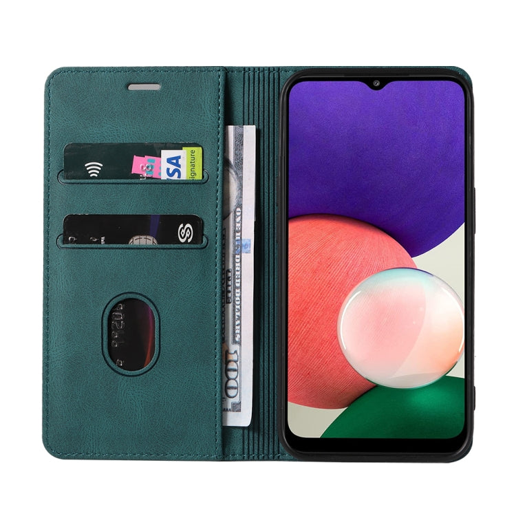 For Samsung Galaxy A22 5G Wristband Magnetic Leather Phone Case