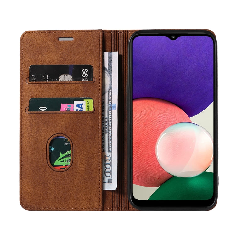 For Samsung Galaxy A22 5G Wristband Magnetic Leather Phone Case