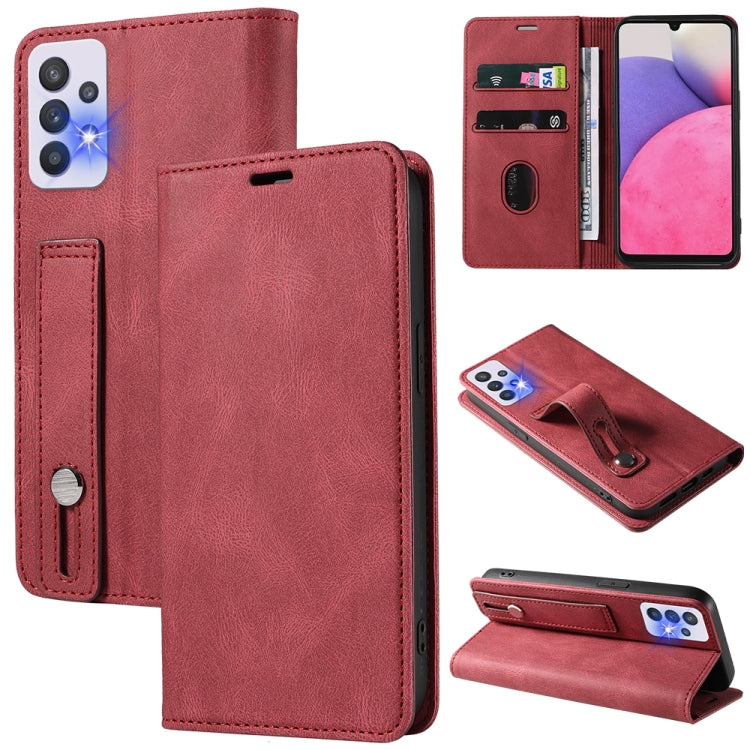 For Samsung Galaxy A33 Wristband Magnetic Leather Phone Case