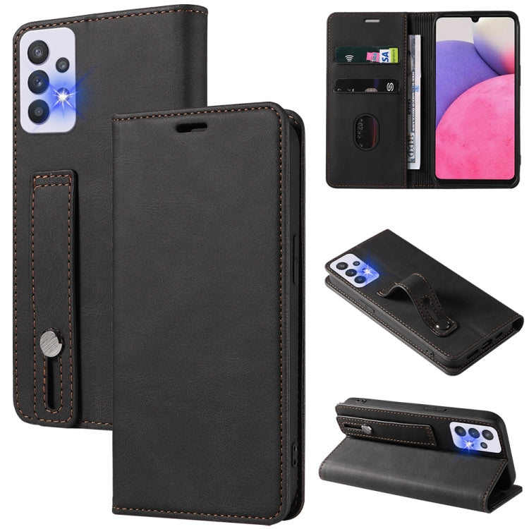 For Samsung Galaxy A33 Wristband Magnetic Leather Phone Case