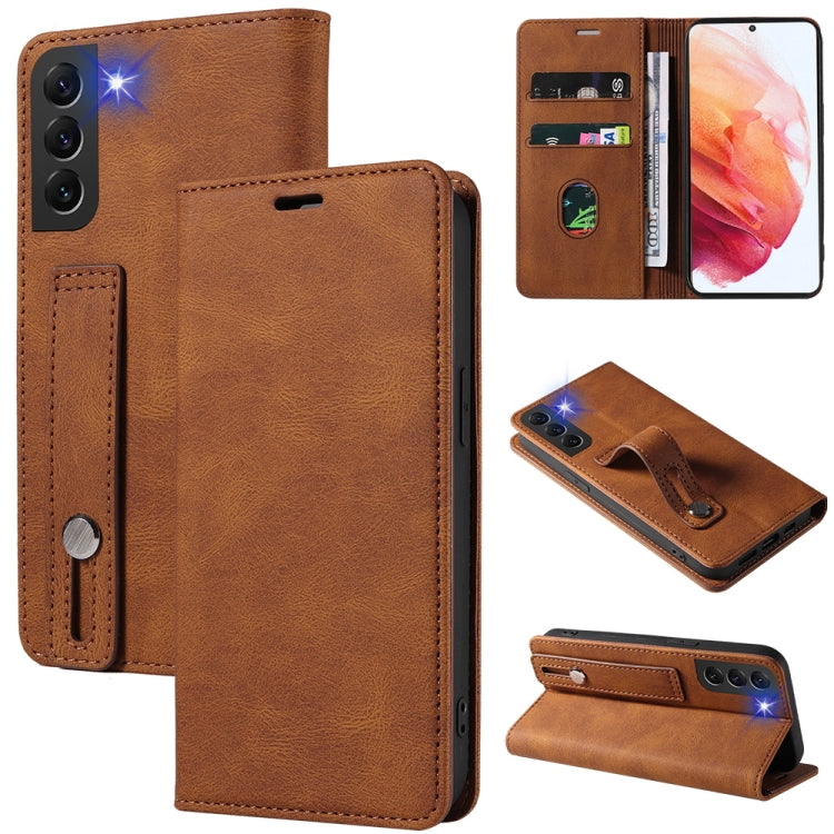 For Samsung Galaxy S21 5G Wristband Magnetic Leather Phone Case