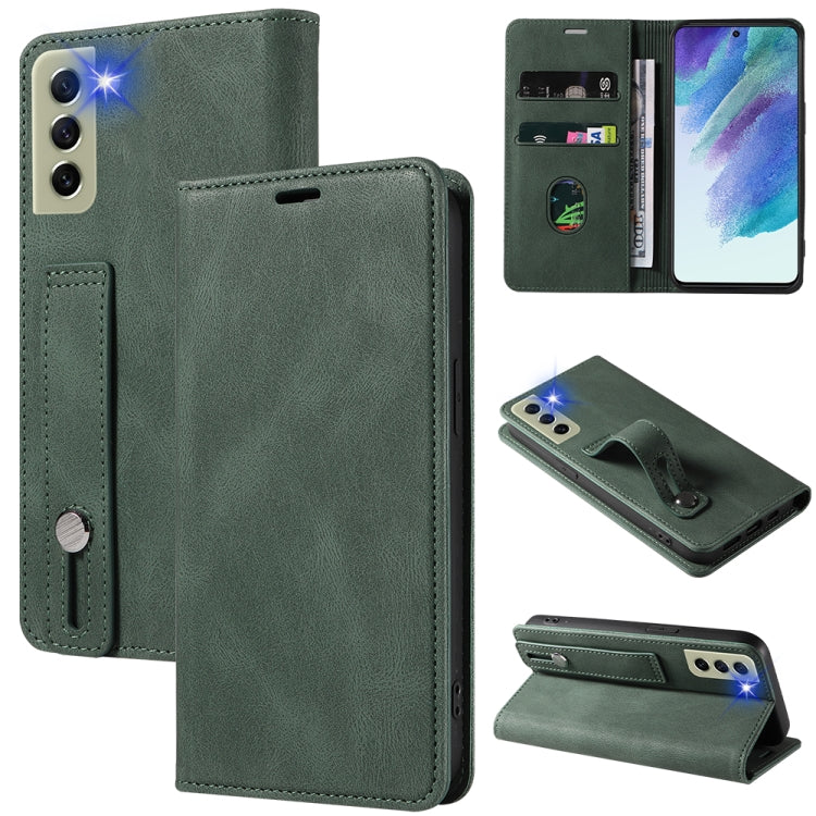 For Samsung Galaxy S21 FE 5G Wristband Magnetic Leather Phone Case