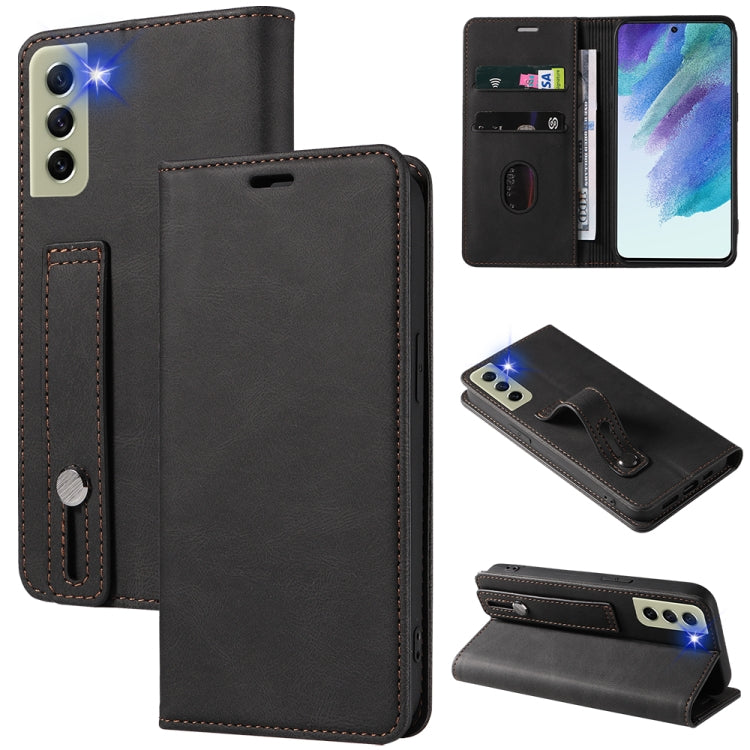 For Samsung Galaxy S21 FE 5G Wristband Magnetic Leather Phone Case
