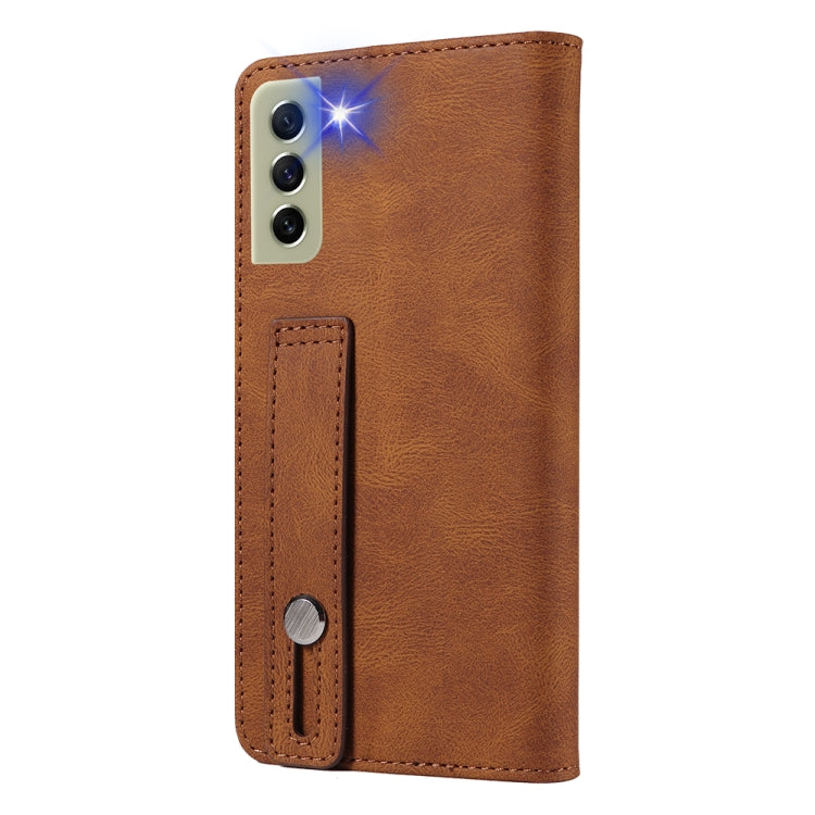 For Samsung Galaxy S21 FE 5G Wristband Magnetic Leather Phone Case