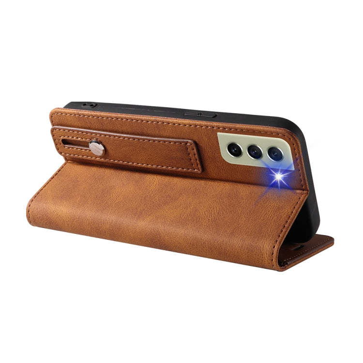 For Samsung Galaxy S21 FE 5G Wristband Magnetic Leather Phone Case