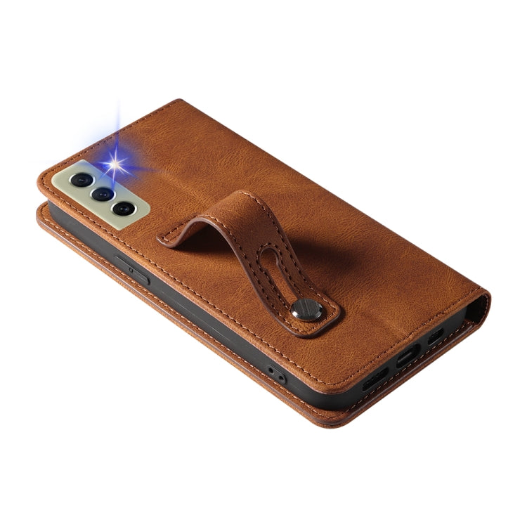 For Samsung Galaxy S21 FE 5G Wristband Magnetic Leather Phone Case