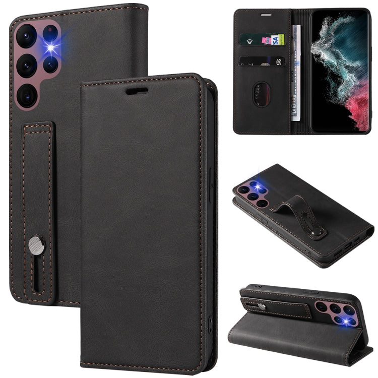 For Samsung Galaxy S21 Ultra 5G Wristband Magnetic Leather Phone Case