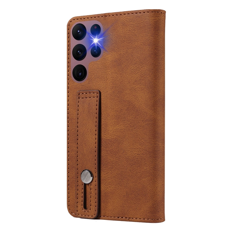 For Samsung Galaxy S21 Ultra 5G Wristband Magnetic Leather Phone Case