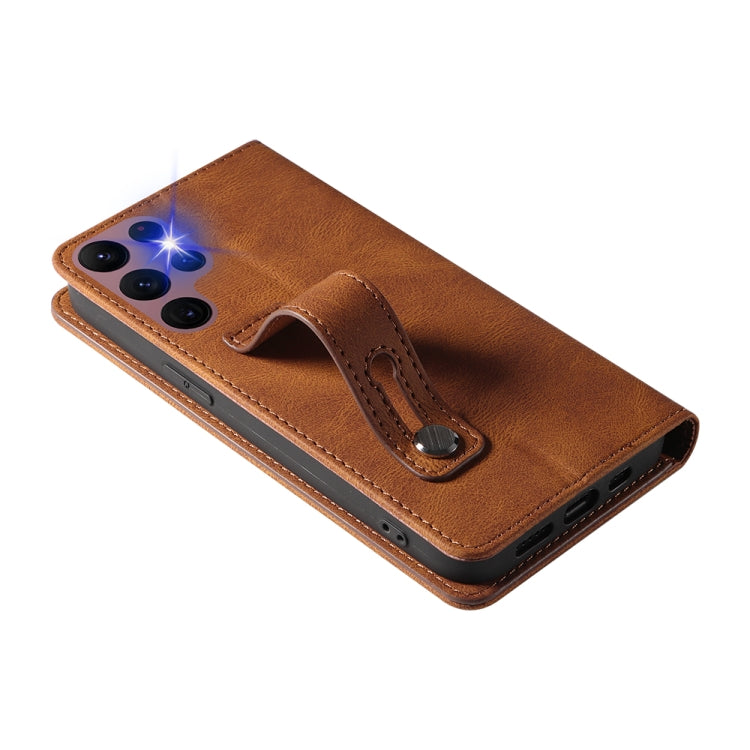 For Samsung Galaxy S21 Ultra 5G Wristband Magnetic Leather Phone Case