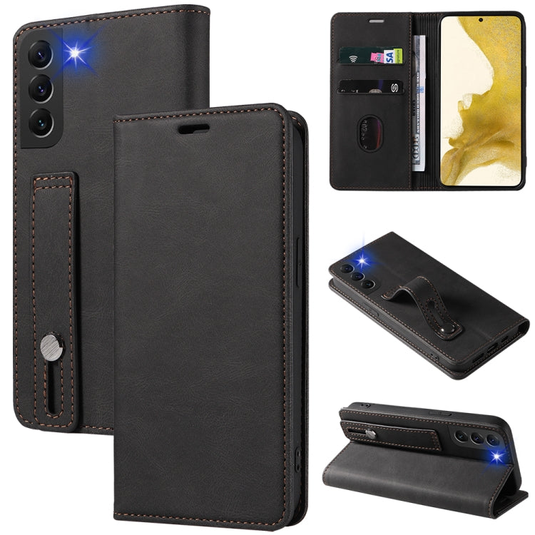 For Samsung Galaxy S22 5G Wristband Magnetic Leather Phone Case
