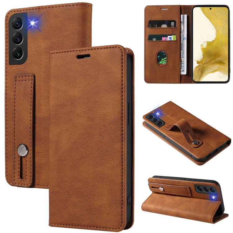 For Samsung Galaxy S22 5G Wristband Magnetic Leather Phone Case
