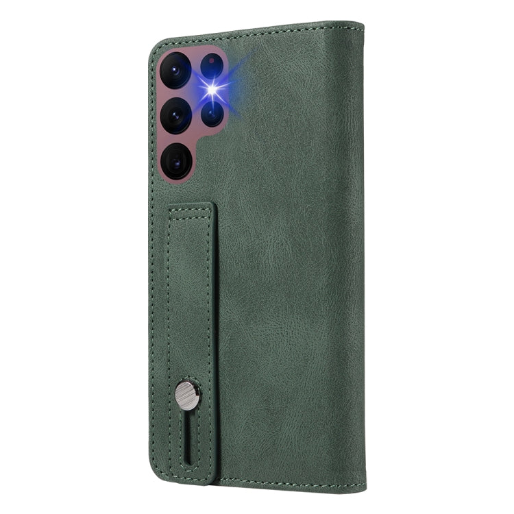 For Samsung Galaxy S22 Ultra 5G Wristband Magnetic Leather Phone Case