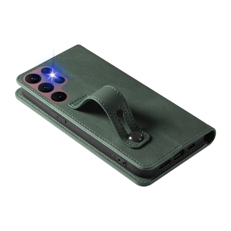 For Samsung Galaxy S22 Ultra 5G Wristband Magnetic Leather Phone Case
