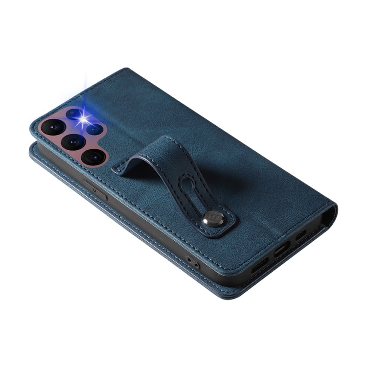 For Samsung Galaxy S22 Ultra 5G Wristband Magnetic Leather Phone Case